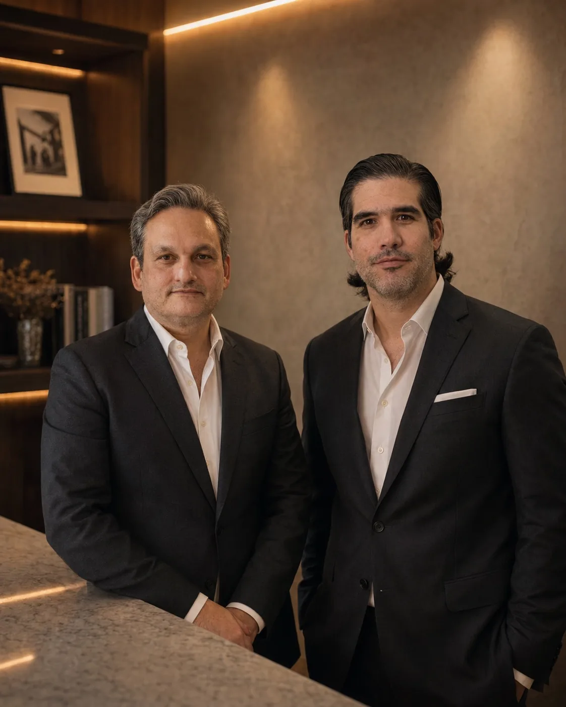 Dres. José Canseco y Marco González en su consultorio de Monterrey